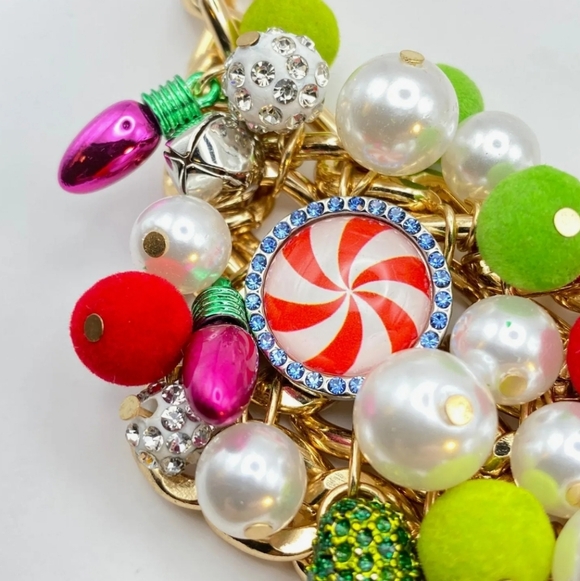 Betsey Johnson Peppermint Pearl Light Bulb Colorful Statement Necklace Ty HL - Picture 2 of 6